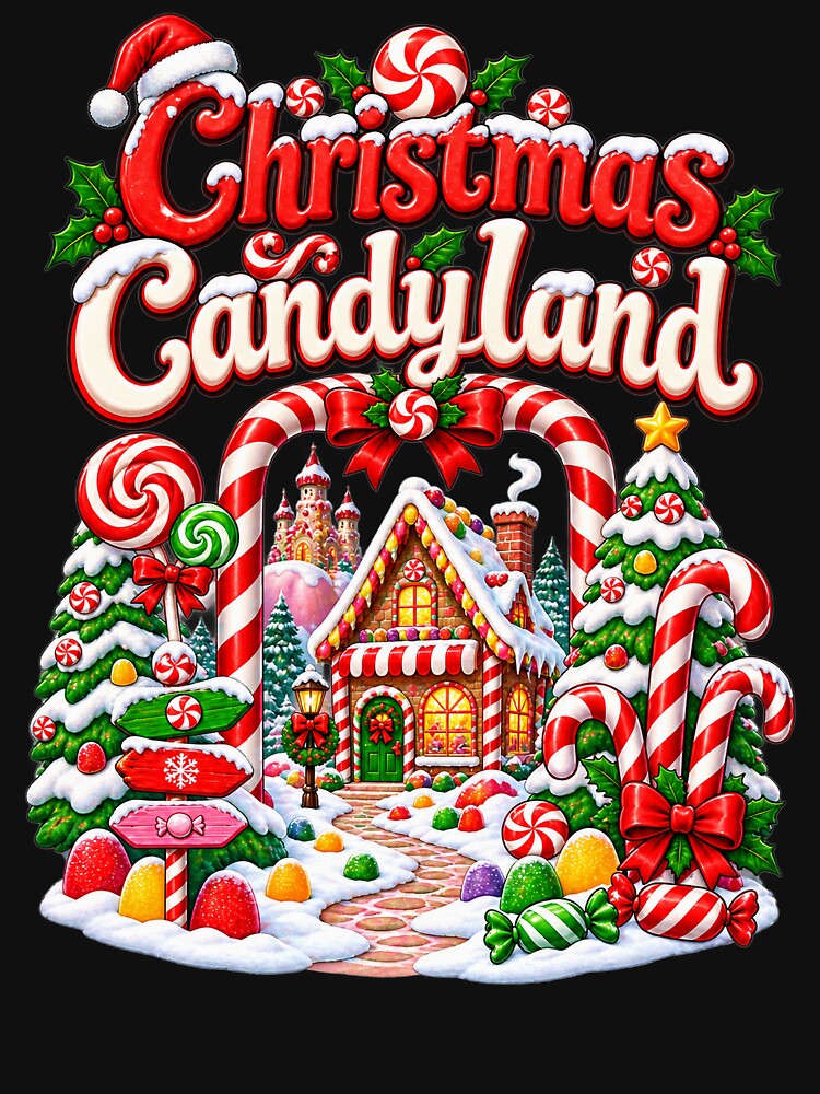 Christmas Candyland Candy Cane Village by SquatchPrintsCo