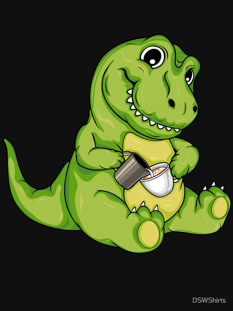 Cute T-Rex Pouring Latte Art Coffee Dinosaur Barista by DSWShirts