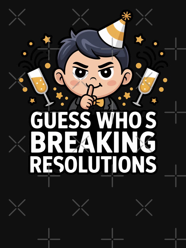 Secretly Breaking New Year Resolutions Joke Funny Cartoon Man by chattsuede