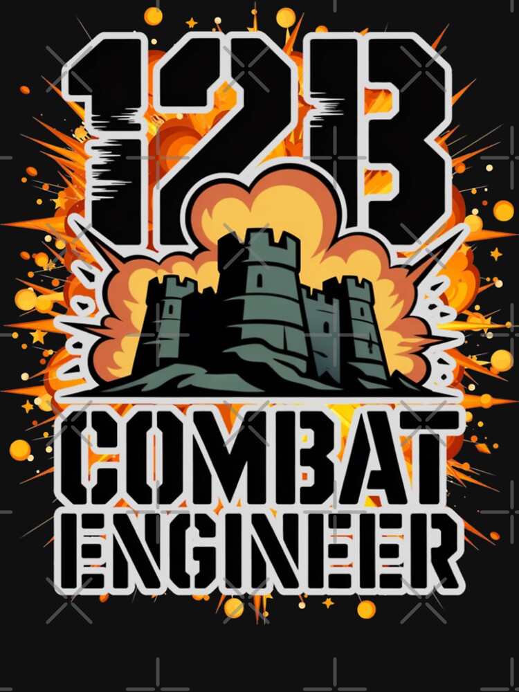 12B Combat Engineer — Massive Exploding Castle Emblem U.S. Army Military Engineering Graphic White Outline by GFamilyC