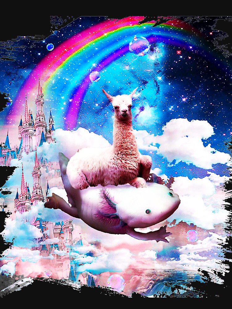 Space Llama Riding Axolotl by whitneyiott9632