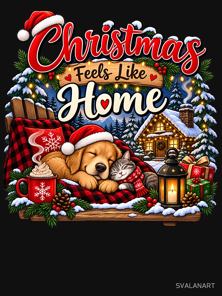 Christmas Feels Like Home – Cozy Dog and Cat Christmas by SVALANART
