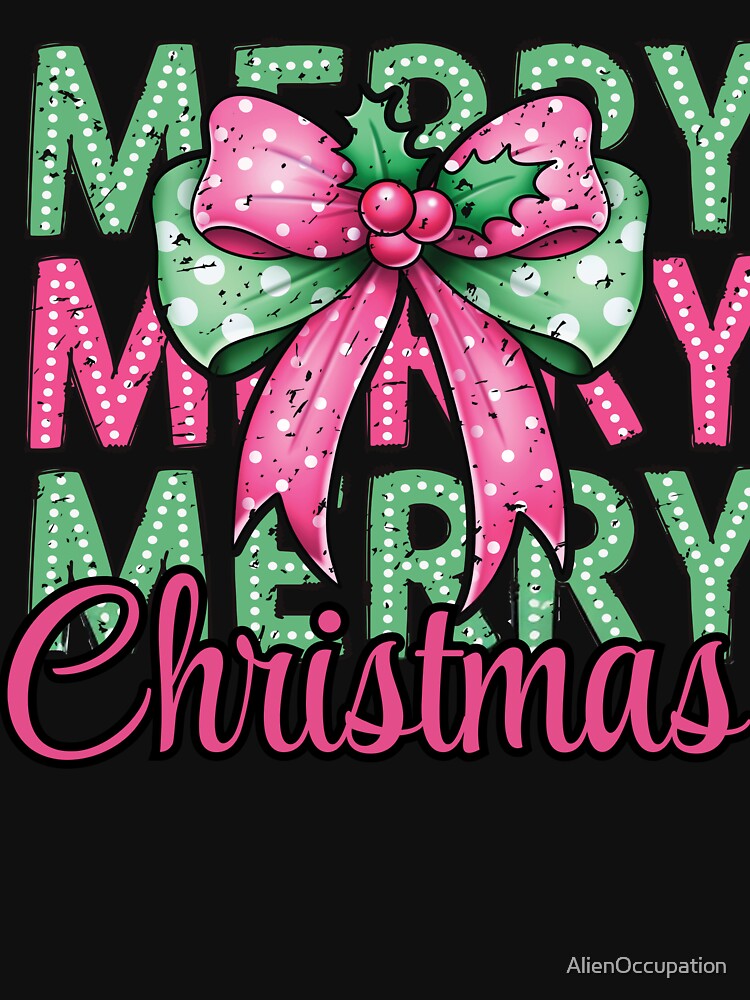 Pink and Green Coquette Merry Christmas by AlienOccupation