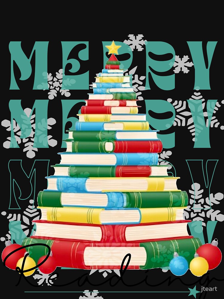 Merry Reading Bookish Christmas Tree Design by jteart
