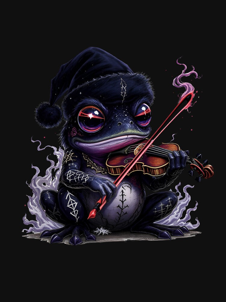 Kawaii-Dark Christmas Frog – Violinist of Shadows | Gothic Frog with Cursed Christmas Violin by ColorSplash123