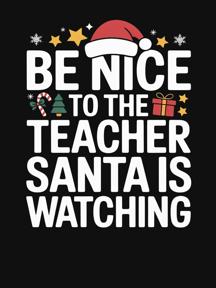 Be nice teacher santa watching xmas school students by angolinnArt