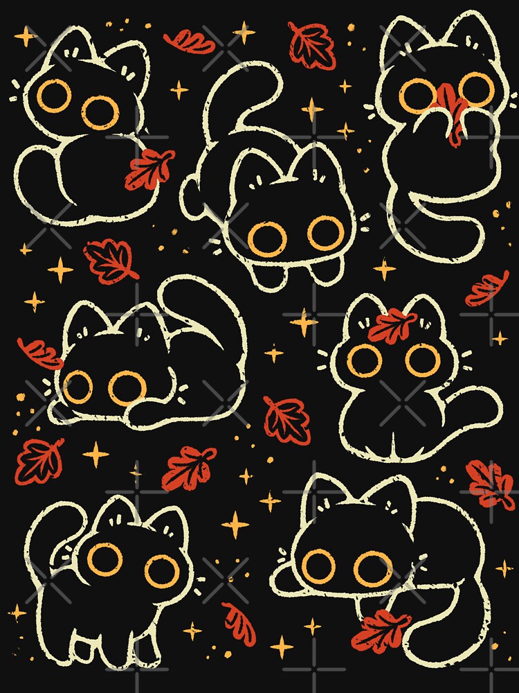 Cute Black Cats with Autumn Leaves by xMorfina