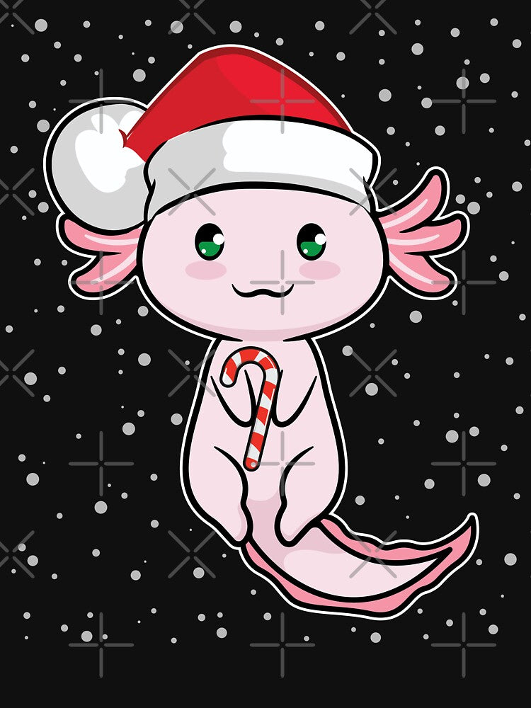 Axolotl Christmas Candy Cane Funny Santa Hat by GravitiTees