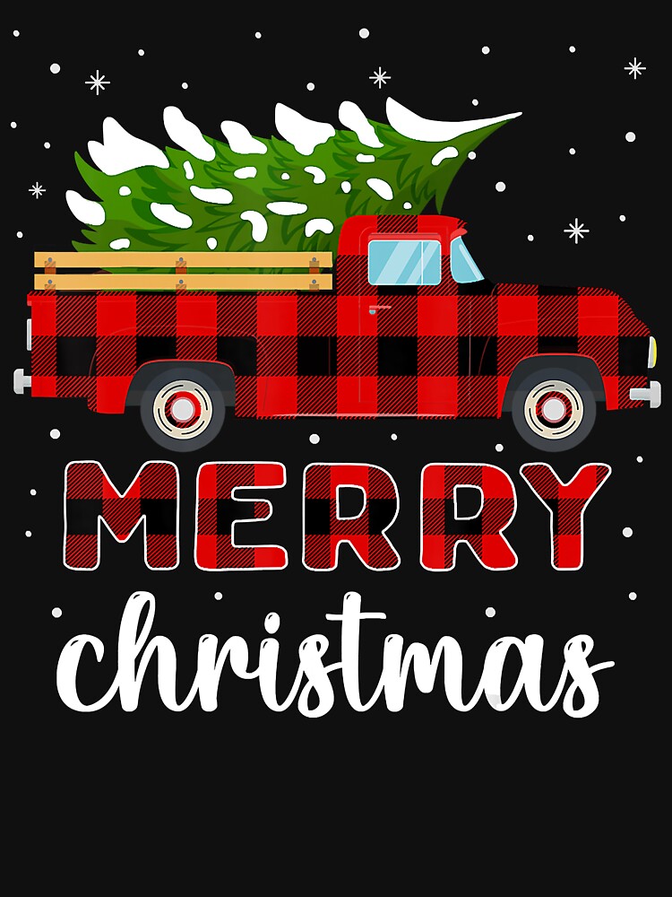 Merry Christmas Buffalo Truck Tree Red Plaid For Men Women by BrandyBare