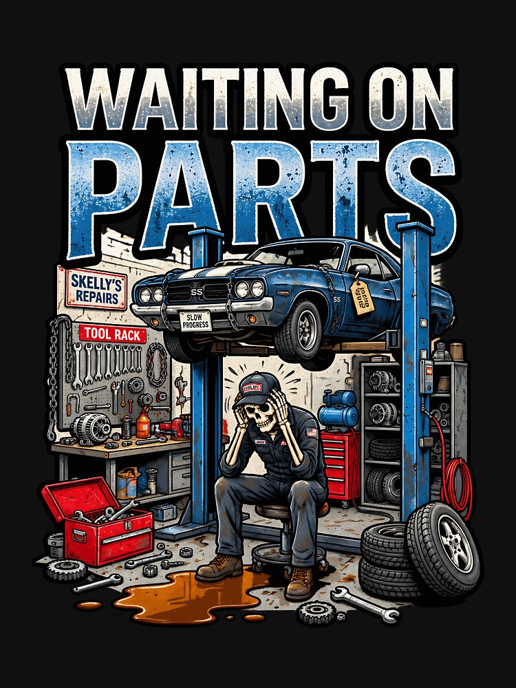 Skull Mechanic Garage Waiting On Parts by netimdomains