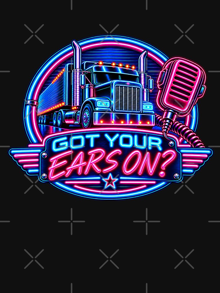 Got Your Ears On Neon Semi Truck - CB Radio Oval Emblem Art by NomadForge