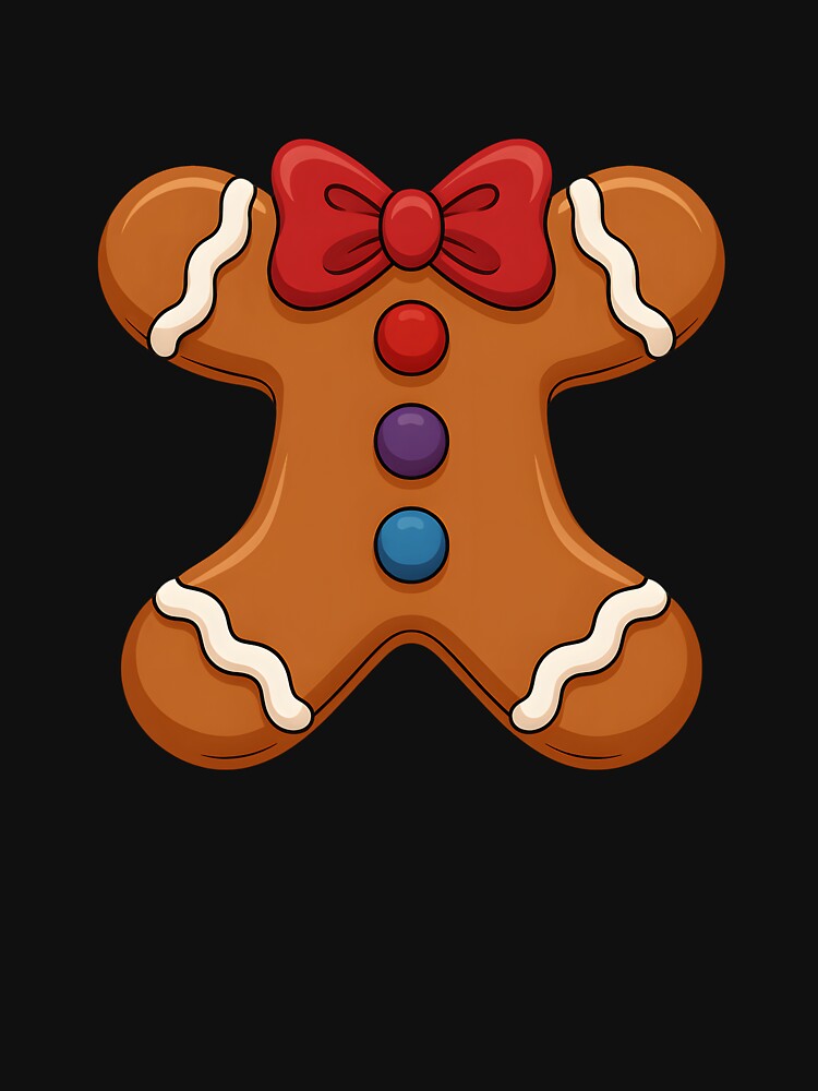 Cute Gingerbread Man With Red Bow Christmas Kids Women Men by clothesy7