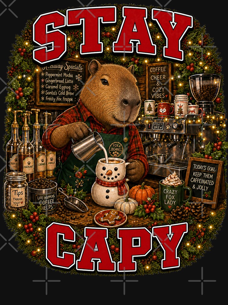 Stay Capy Capybara Barista Coffee Christmas by Design Vibras