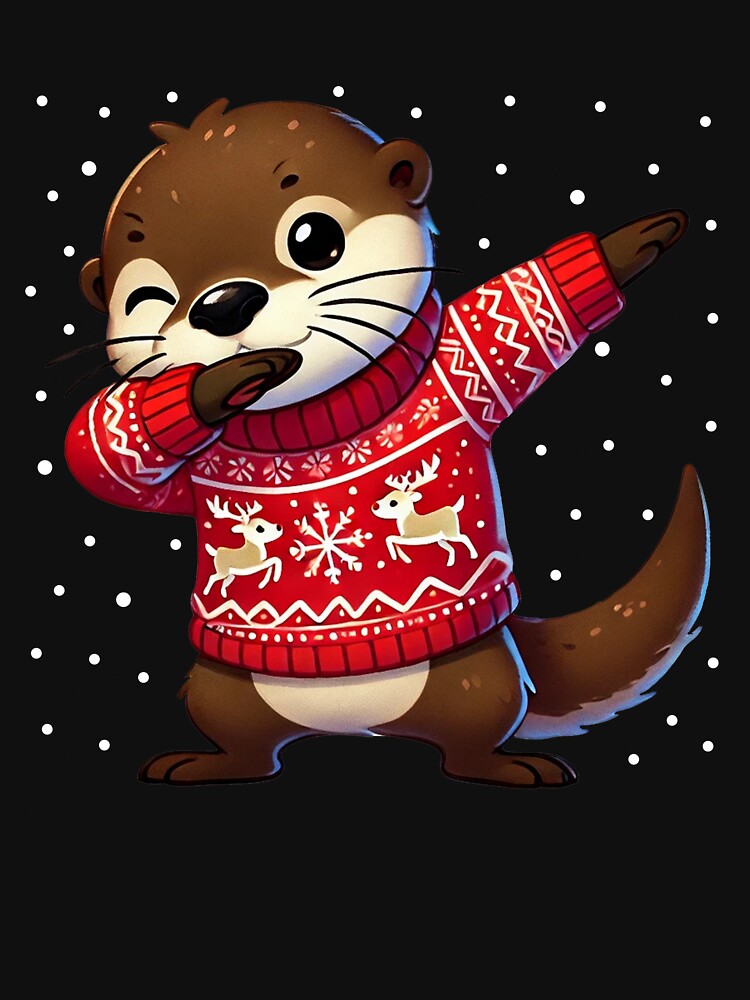 Christmas Otter Lover Funny Otter Ugly Christmas by BlueBerry-Pengu