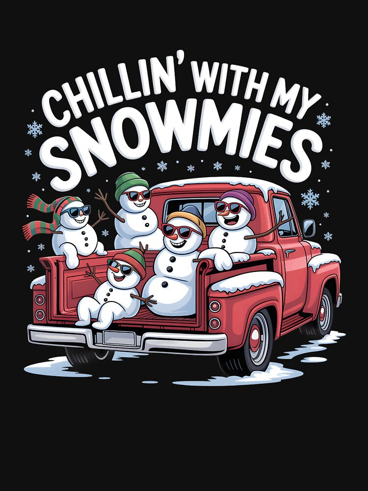 Chillin With My Snowmies Pickup Truck Snowman Christmas by clothesy7