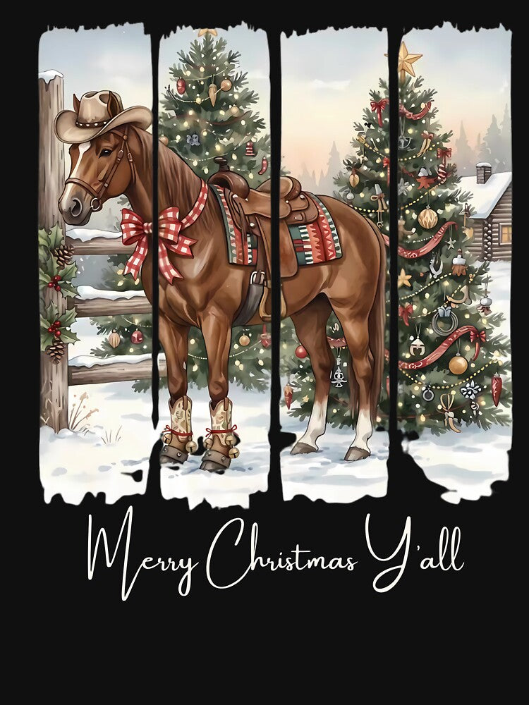 Western Horse Merry Christmas Yall Cowgirl Holiday by MTJ-Mushrooms