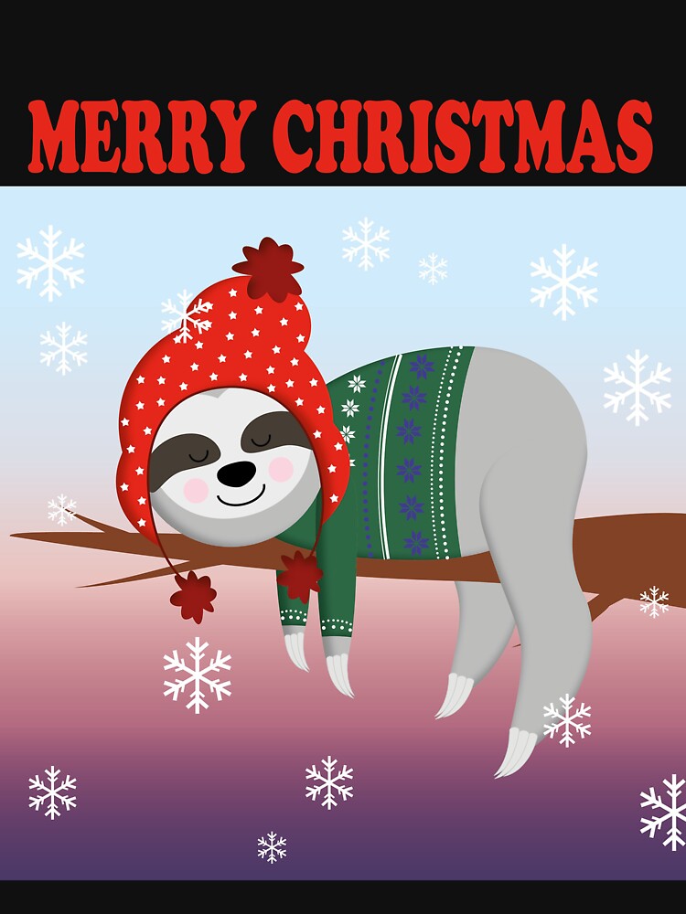 SLOTH WINTER CHRISTMAS SNOW SLEEP T-Shirt by bigerdan