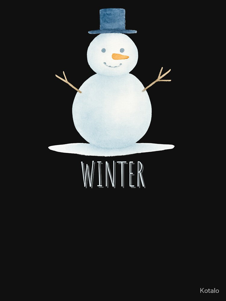 Minimal Watercolor Snowman - Cozy Winter Art by Kotalo