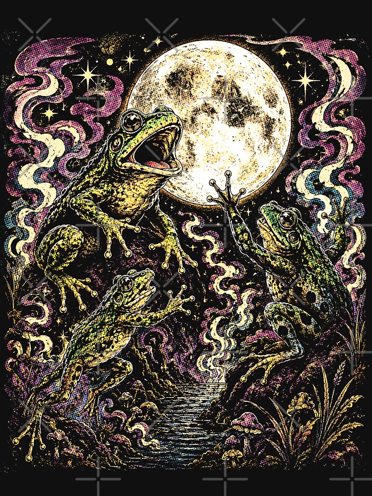 Mystical Frogs Under the Full Moon – Gothic Celestial Night by SOUFIANE1991