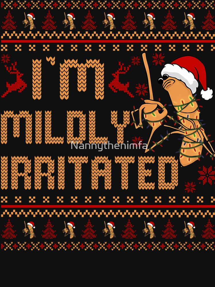 Funny Mildly Irritated Shrimp Ugly Christmas Sweater With Festive Holiday Lights by Nannythenimfa
