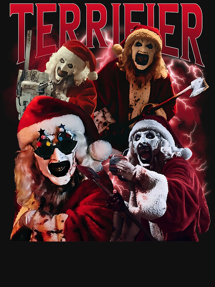 Art The Clown Terrifier 3 Santa Christmas Horror Movie Poster by RobynPeckArt