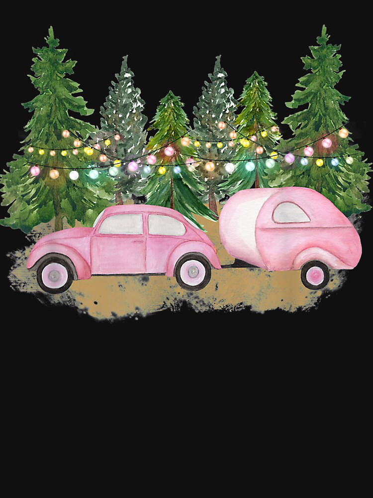Pink Christmas Retro Pink Car Camper Christmas Tree by MarvaDiaz