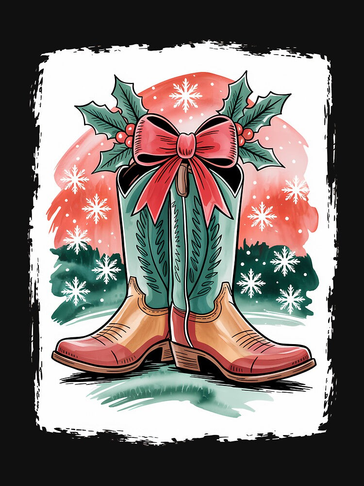 Merry Christmas Cowgirl Coquette Western Xmas Holiday by LunaCrazeArt