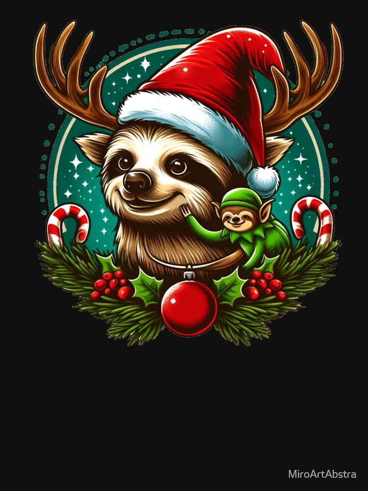 Christmas sloth with elf by MiroArtAbstra