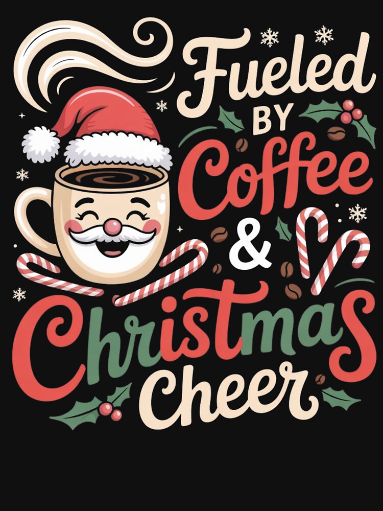 Fueled by Coffee and Christmas Cheer Funny Holiday Coffee Mug & Santa Design by DailyInkWear