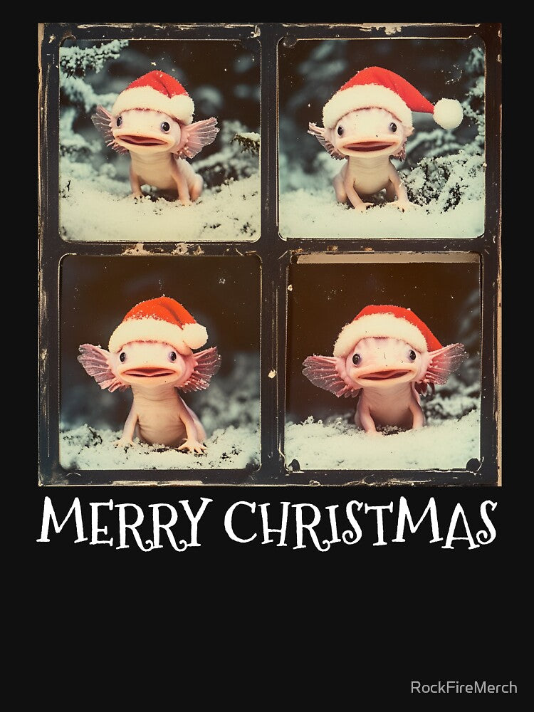 Cute Axolotl Merry Christmas Photobooth by RockFireMerch