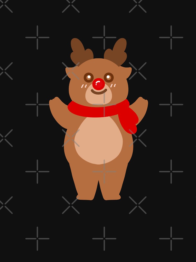 Reindeer and Rudolph Christmas cartoon hand drawn illustration by Anngozza2