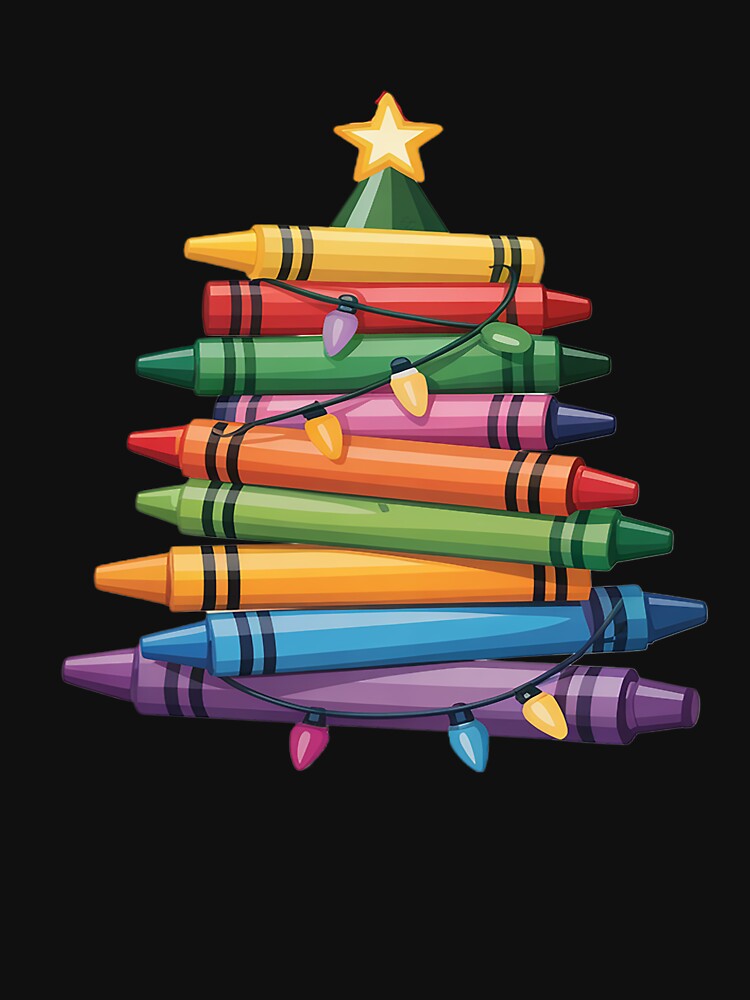 Crayon Christmas Tree Teacher Student Xmas Teacher Pajamas by Eskomeranola