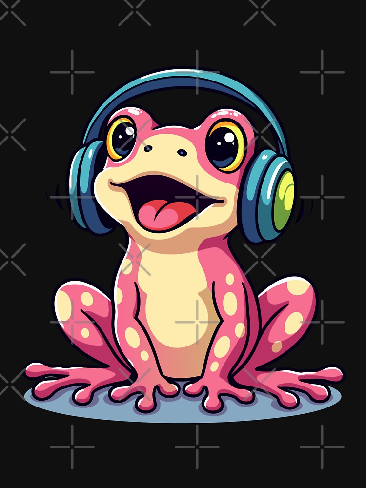 Kawaii Frog with Headphones – Cute Music Lover Amphibian Design by DesignDoodleArt