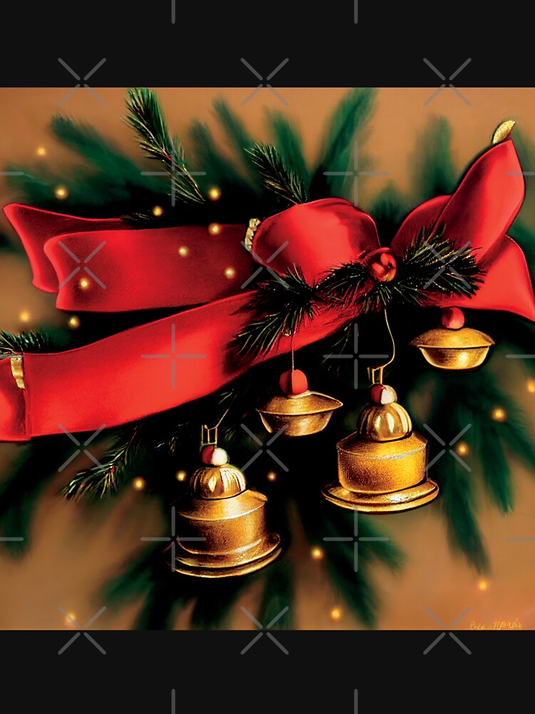 a painting of bells and a red ribbon by DesignAtYO
