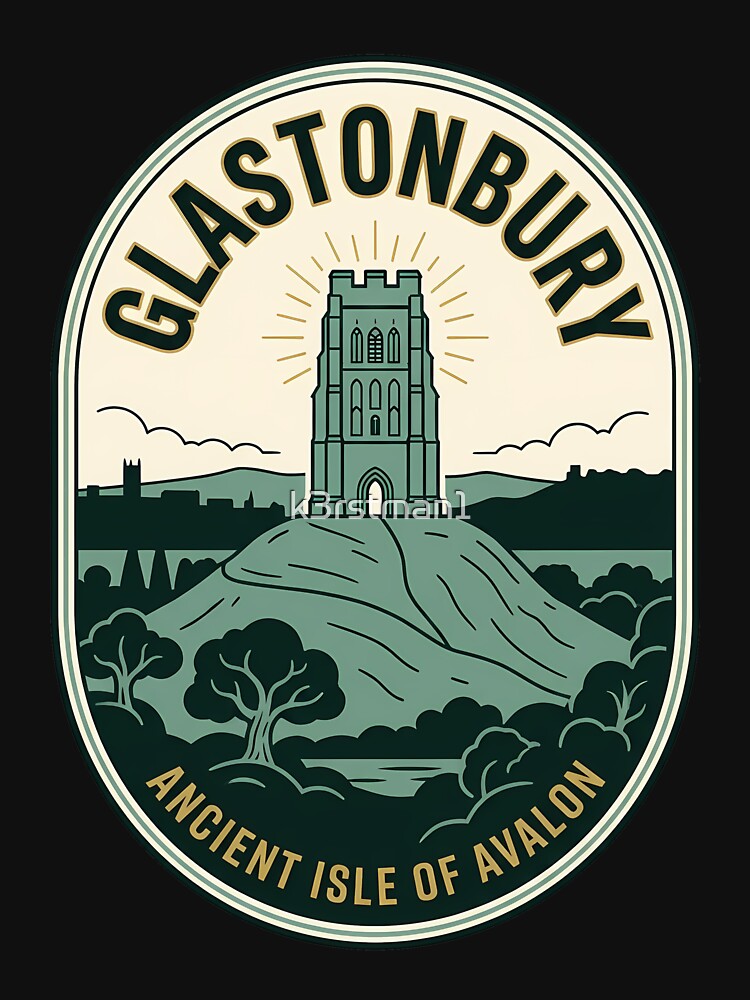 Glastonbury Tor Vintage Travel Emblem Ancient Avalon by k3rstman1