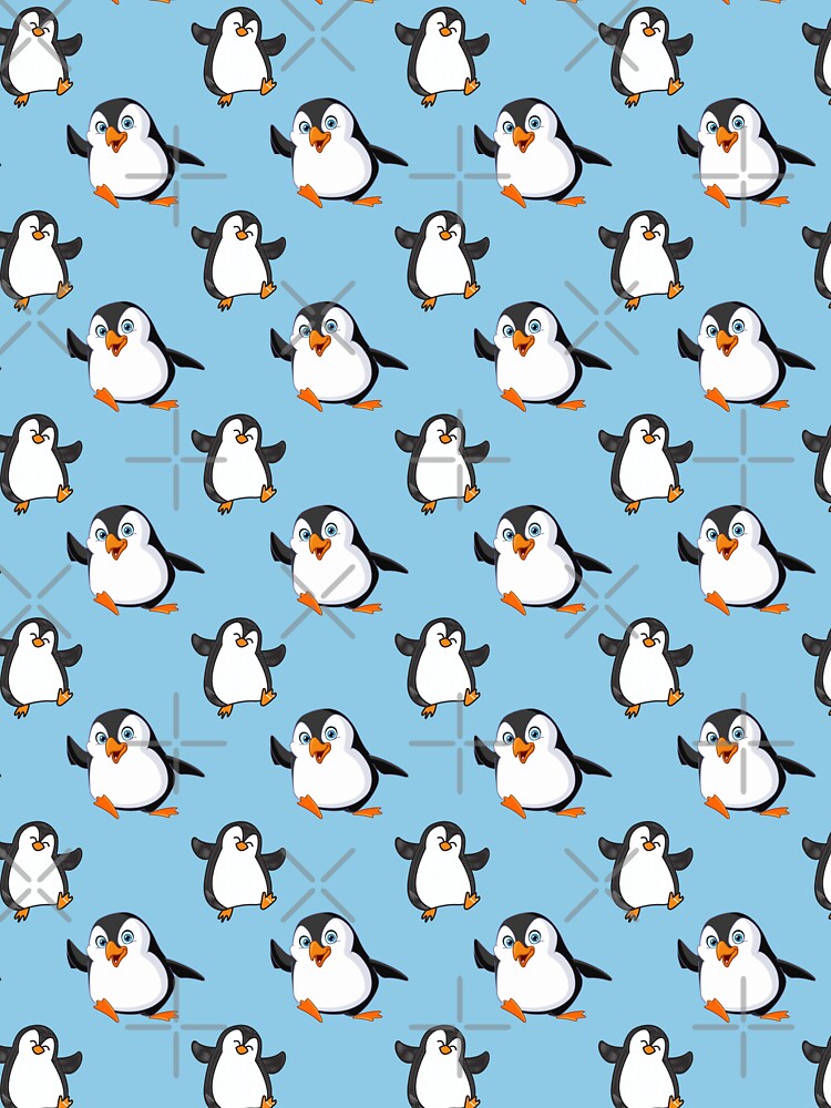 Cute Penguin Pattern with Turquoise Background by NechEmpire