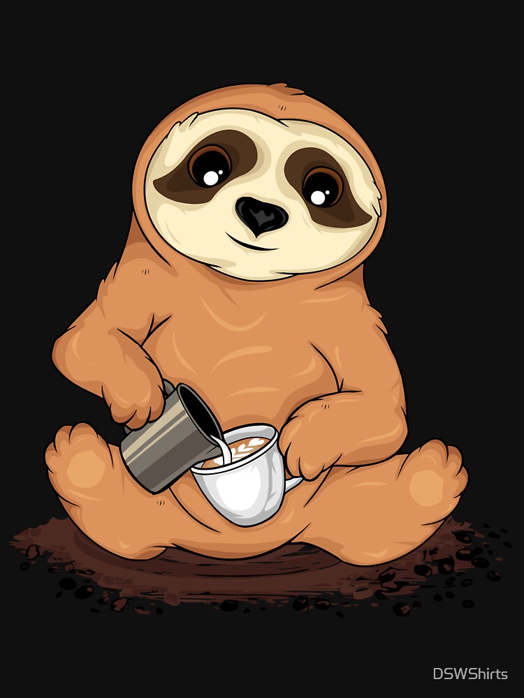 Cute Sloth Pouring Latte Art Coffee Lover Gift Barista by DSWShirts