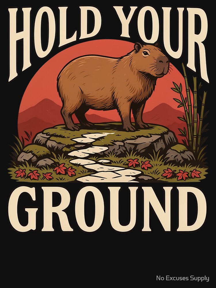 Hold Your Ground Capybara – Vintage Stoic Zen Design by No Excuses Supply