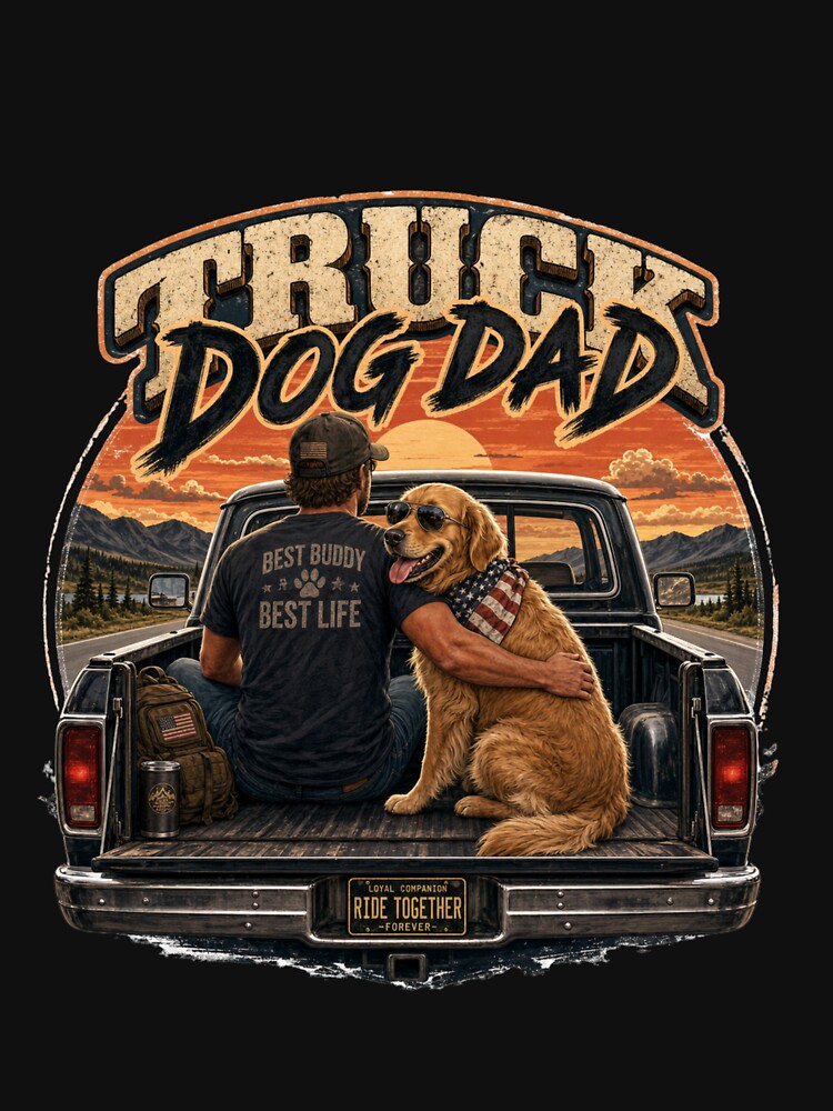 Truck Dog Dad Golden Retriever Pickup Kawaii T-Shirt Sticker by Ashley critters