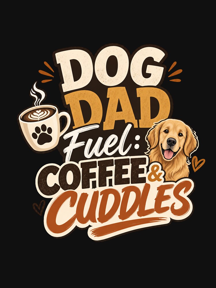 Dog Dad Fuel Coffee & Cuddles Golden Retriever T-Shirt by Ashley critters