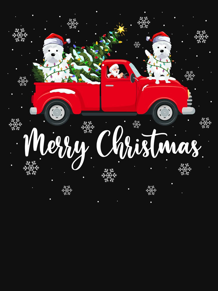 Santa Riding Christmas Tree Truck Westie Dog Christmas by saldcharig
