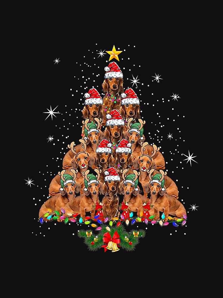Dachshund Christmas Tree Lights Funny by deanba81741