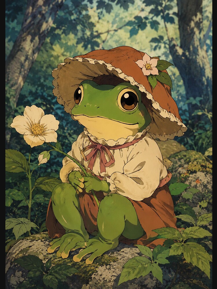 Cottage Frog With Flower by bapupa