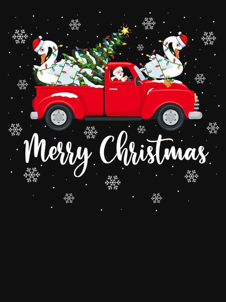 Santa Riding Christmas Tree Truck Swan Bird Christmas by saldcharig