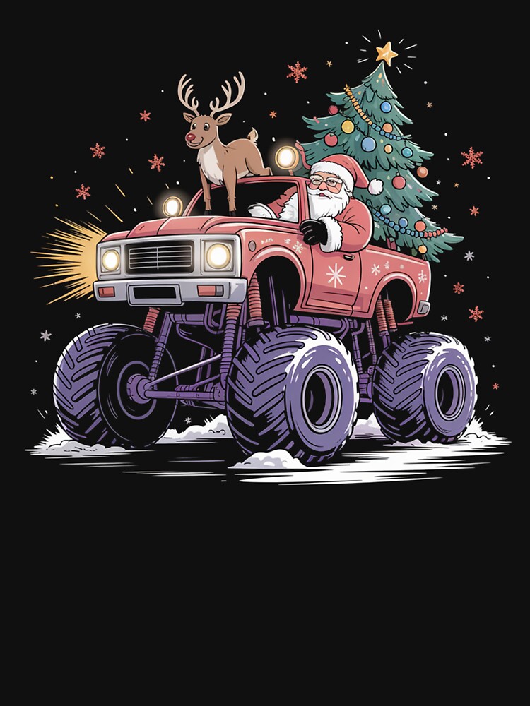 Christmas Monster Truck Reindeer Santa by johnertullio