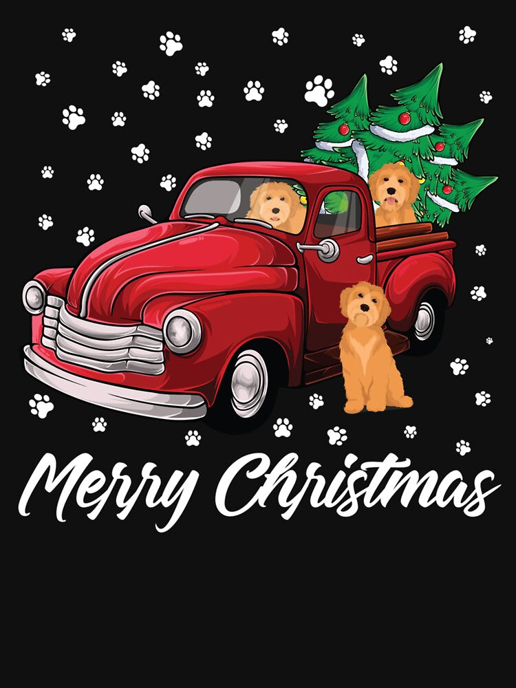 Red Truck Merry Christmas Tree Goldendoodle Christmas by smithrnguurur