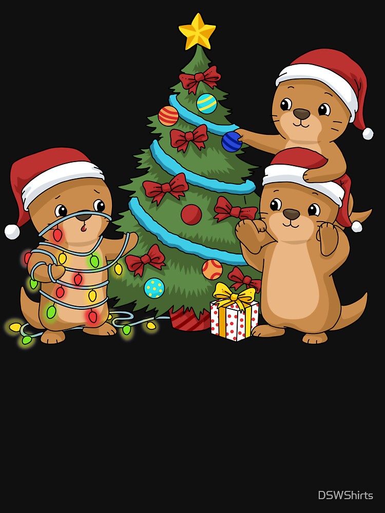 Christmas Tree Otter Kids Christmas Gifts Sea Otter by DSWShirts