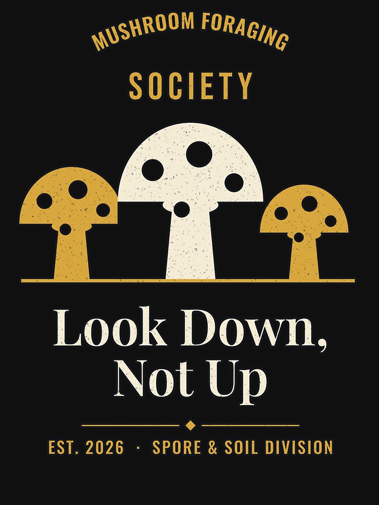 Mushroom Foraging Society Look Down by PeaksAndPrints