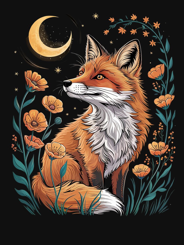 Fox Cottagecore Aesthetic Florals Fairycore Girls Women by RoyTill0Art