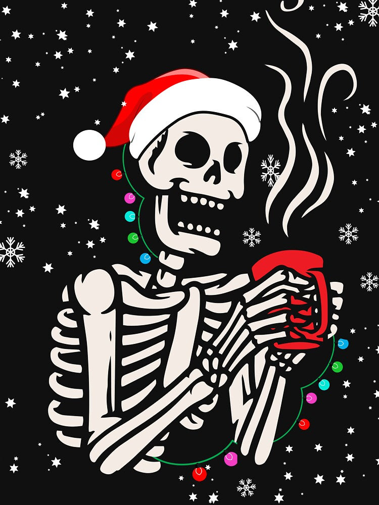 Skeleton Coffee Christmas T-shirt Design by netdota